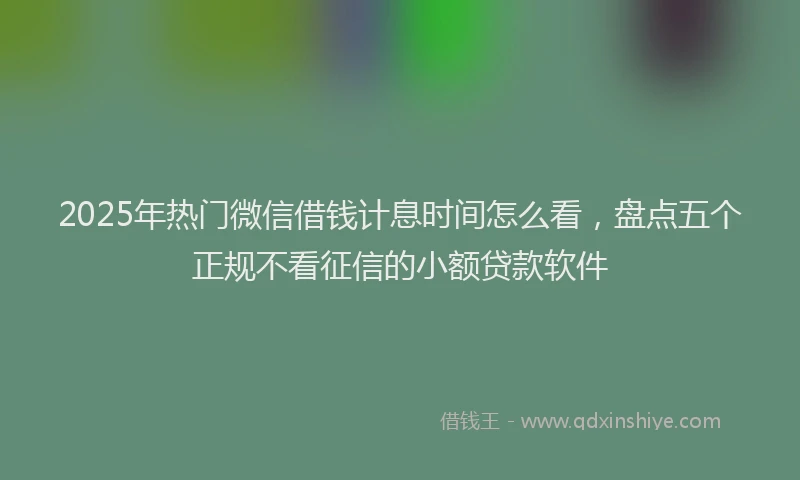 2025年热门微信借钱计息时间怎么看，盘点五个正规不看征信的小额贷款软件