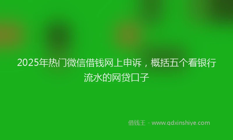 2025年热门微信借钱网上申诉，概括五个看银行流水的网贷口子