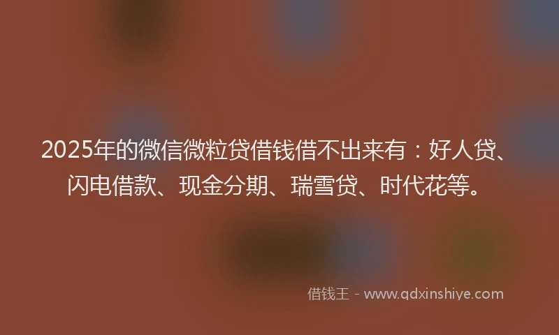 2025年的微信微粒贷借钱借不出来有：好人贷、闪电借款、现金分期、瑞雪贷、时代花等。
