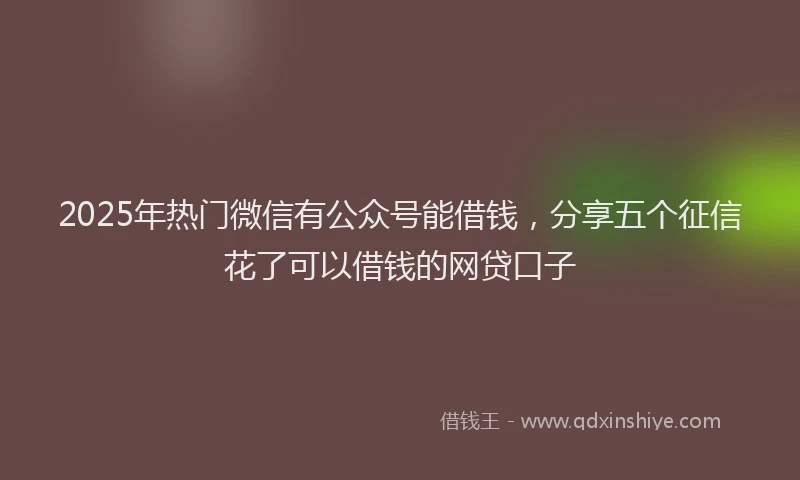 2025年热门微信有公众号能借钱，分享五个征信花了可以借钱的网贷口子