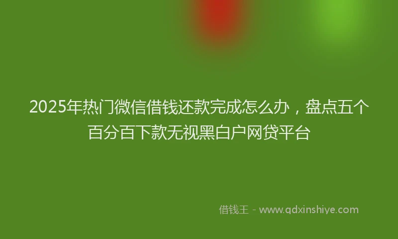 2025年热门微信借钱还款完成怎么办，盘点五个百分百下款无视黑白户网贷平台
