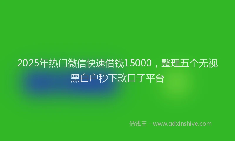 2025年热门微信快速借钱15000，整理五个无视黑白户秒下款口子平台