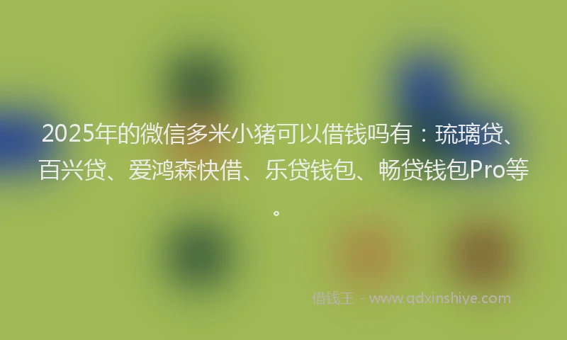 2025年的微信多米小猪可以借钱吗有：琉璃贷、百兴贷、爱鸿森快借、乐贷钱包、畅贷钱包Pro等。