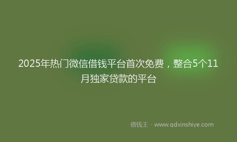 2025年热门微信借钱平台首次免费，整合5个11月独家贷款的平台