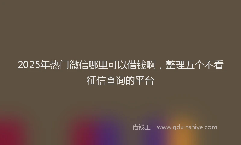 2025年热门微信哪里可以借钱啊，整理五个不看征信查询的平台