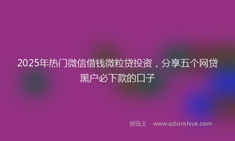 2025年热门微信借钱微粒贷投资，分享五个网贷黑户必下款的口子