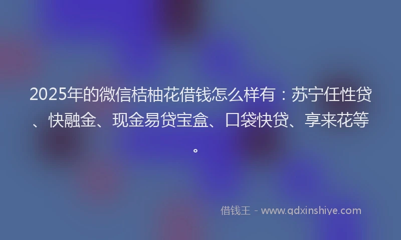 2025年的微信桔柚花借钱怎么样有：苏宁任性贷、快融金、现金易贷宝盒、口袋快贷、享来花等。