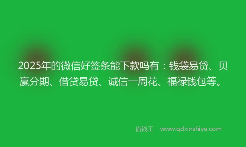2025年的微信好签条能下款吗有：钱袋易贷、贝赢分期、借贷易贷、诚信一周花、福禄钱包等。