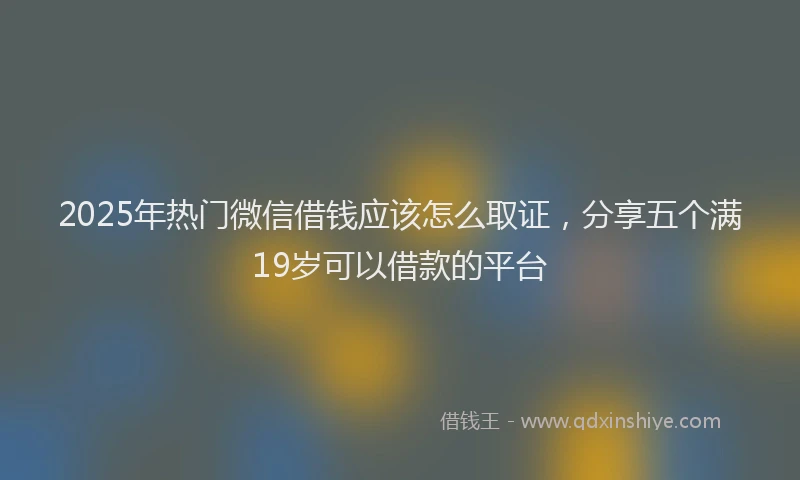 2025年热门微信借钱应该怎么取证，分享五个满19岁可以借款的平台