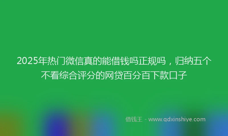 2025年热门微信真的能借钱吗正规吗，归纳五个不看综合评分的网贷百分百下款口子