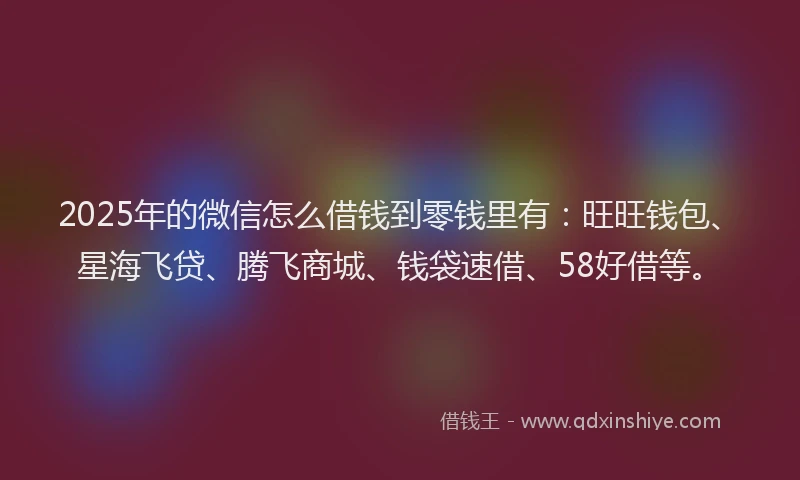 2025年的微信怎么借钱到零钱里有：旺旺钱包、星海飞贷、腾飞商城、钱袋速借、58好借等。