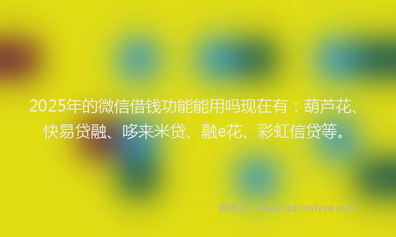 2025年的微信借钱功能能用吗现在有：葫芦花、快易贷融、哆来米贷、融e花、彩虹信贷等。