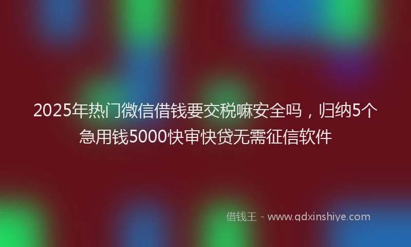 2025年热门微信借钱要交税嘛安全吗，归纳5个急用钱5000快审快贷无需征信软件