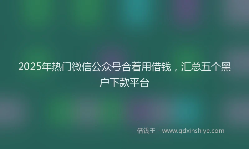 2025年热门微信公众号合着用借钱，汇总五个黑户下款平台