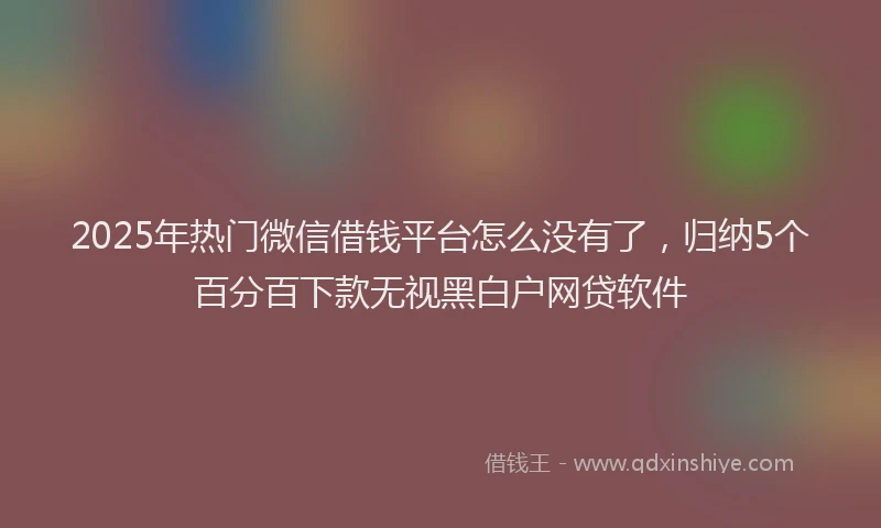 2025年热门微信借钱平台怎么没有了，归纳5个百分百下款无视黑白户网贷软件