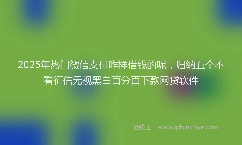 2025年热门微信支付咋样借钱的呢，归纳五个不看征信无视黑白百分百下款网贷软件