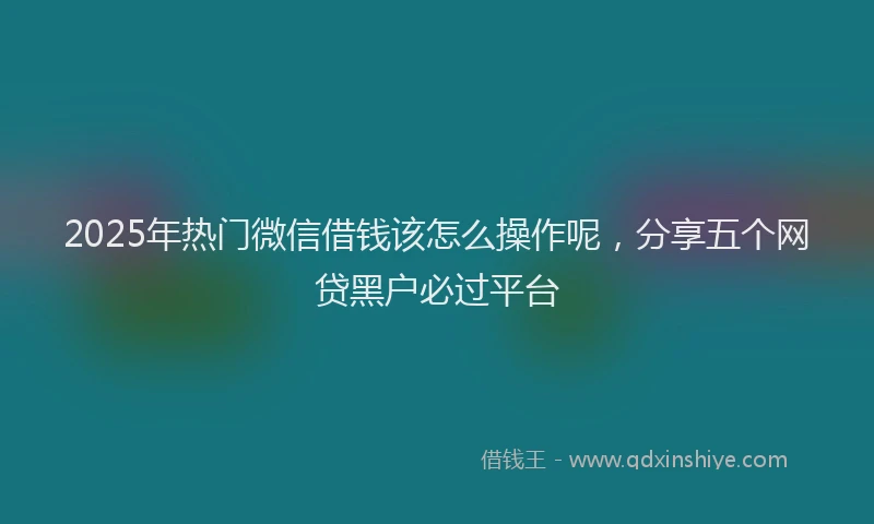 2025年热门微信借钱该怎么操作呢，分享五个网贷黑户必过平台