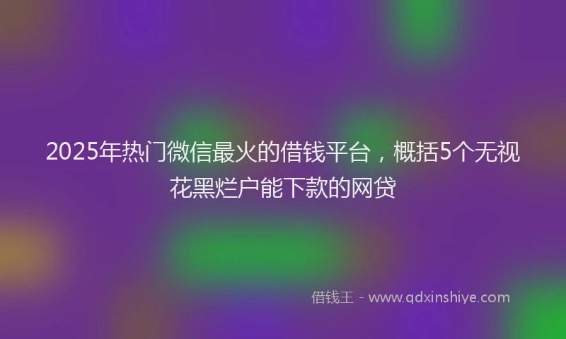 2025年热门微信最火的借钱平台，概括5个无视花黑烂户能下款的网贷