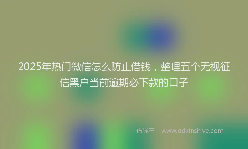 2025年热门微信怎么防止借钱，整理五个无视征信黑户当前逾期必下款的口子