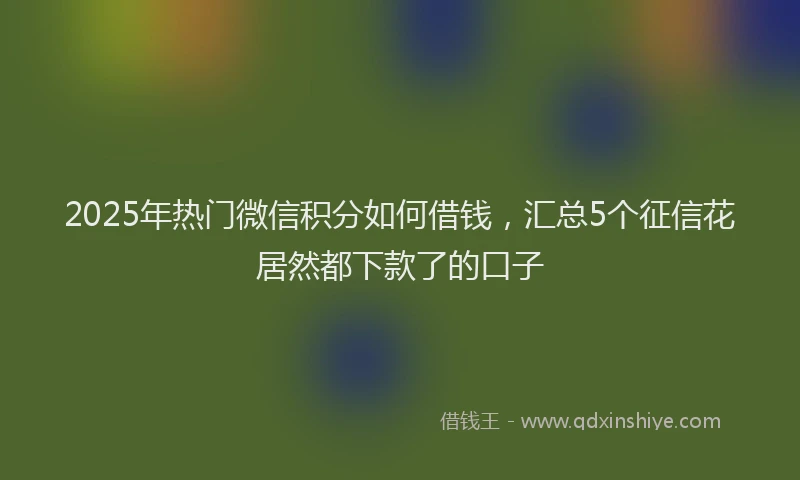 2025年热门微信积分如何借钱，汇总5个征信花居然都下款了的口子