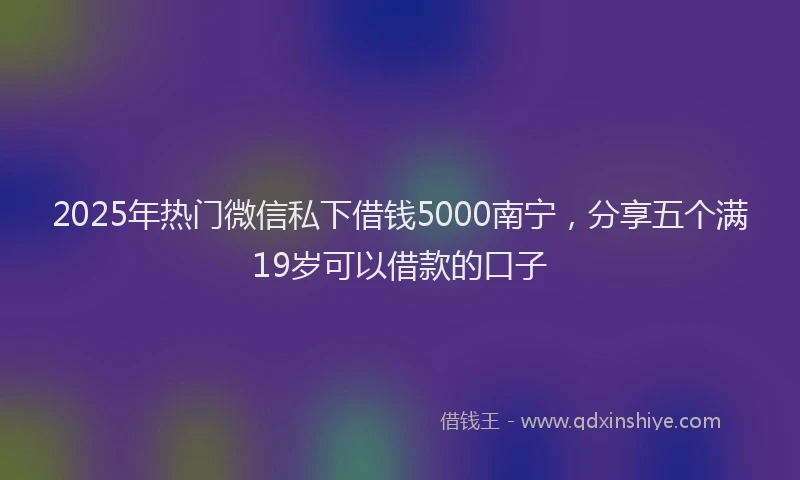 2025年热门微信私下借钱5000南宁，分享五个满19岁可以借款的口子