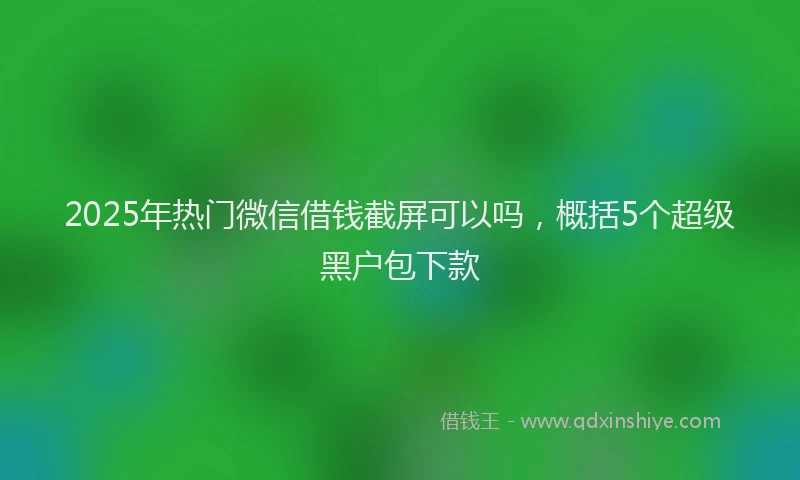 2025年热门微信借钱截屏可以吗，概括5个超级黑户包下款