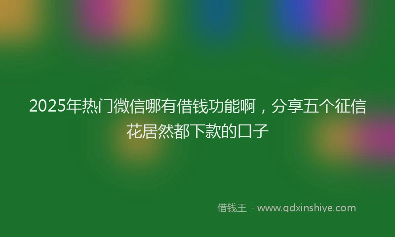 2025年热门微信哪有借钱功能啊，分享五个征信花居然都下款的口子