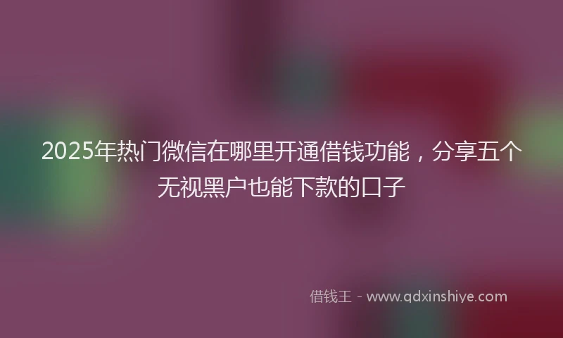 2025年热门微信在哪里开通借钱功能，分享五个无视黑户也能下款的口子