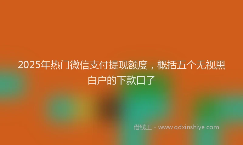 2025年热门微信支付提现额度，概括五个无视黑白户的下款口子