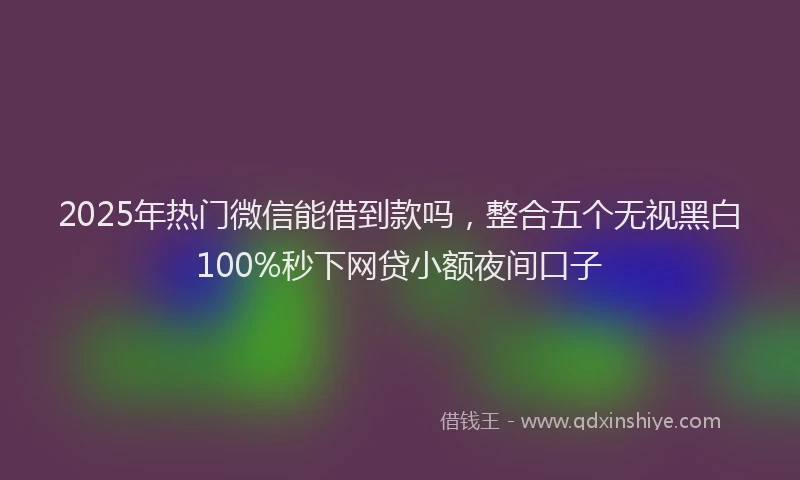2025年热门微信能借到款吗，整合五个无视黑白100%秒下网贷小额夜间口子