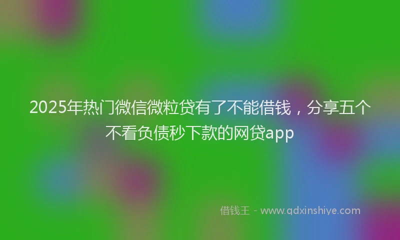 2025年热门微信微粒贷有了不能借钱，分享五个不看负债秒下款的网贷app