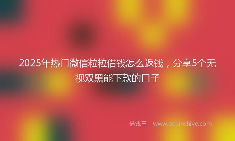 2025年热门微信粒粒借钱怎么返钱，分享5个无视双黑能下款的口子