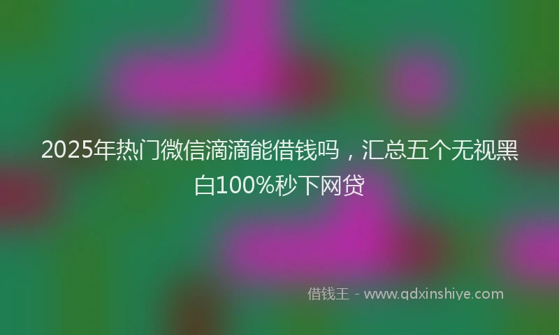 2025年热门微信滴滴能借钱吗，汇总五个无视黑白100%秒下网贷