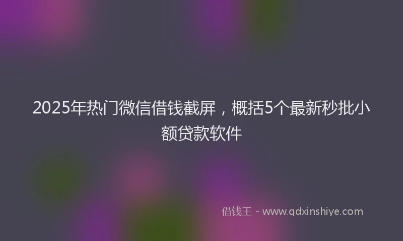 2025年热门微信借钱截屏，概括5个最新秒批小额贷款软件