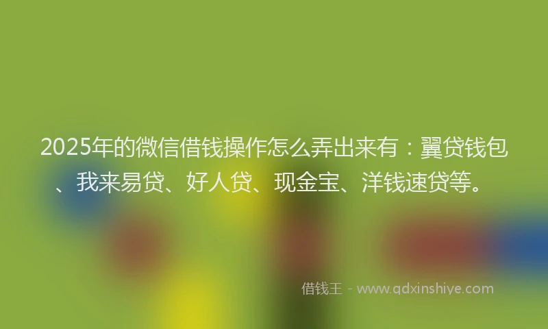 2025年的微信借钱操作怎么弄出来有：翼贷钱包、我来易贷、好人贷、现金宝、洋钱速贷等。