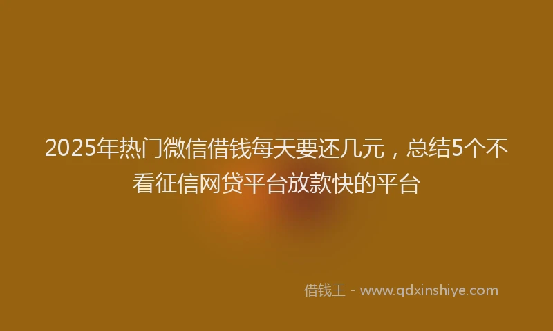 2025年热门微信借钱每天要还几元，总结5个不看征信网贷平台放款快的平台
