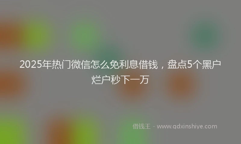 2025年热门微信怎么免利息借钱，盘点5个黑户烂户秒下一万