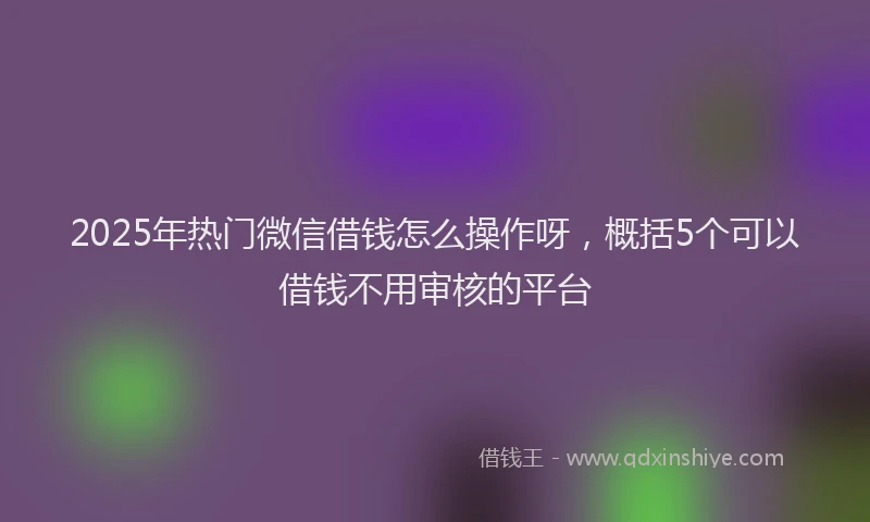 2025年热门微信借钱怎么操作呀，概括5个可以借钱不用审核的平台