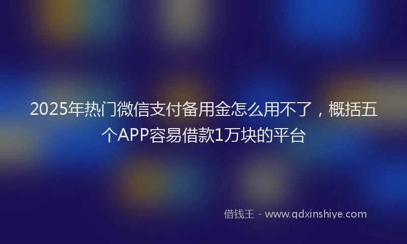 2025年热门微信支付备用金怎么用不了，概括五个APP容易借款1万块的平台