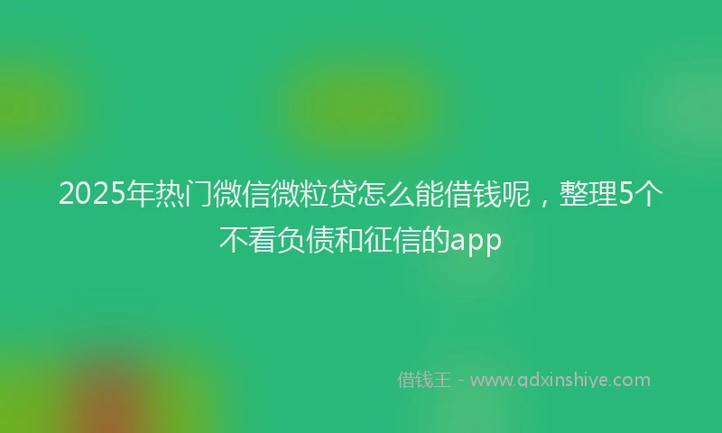 2025年热门微信微粒贷怎么能借钱呢，整理5个不看负债和征信的app