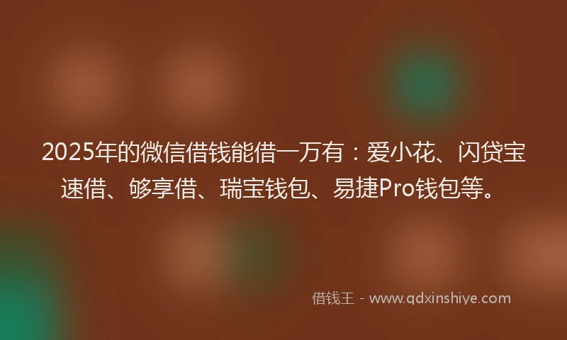 2025年的微信借钱能借一万有：爱小花、闪贷宝速借、够享借、瑞宝钱包、易捷Pro钱包等。