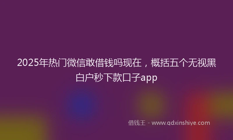 2025年热门微信敢借钱吗现在，概括五个无视黑白户秒下款口子app