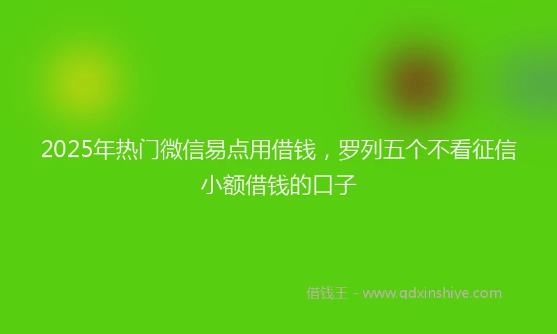 2025年热门微信易点用借钱，罗列五个不看征信小额借钱的口子