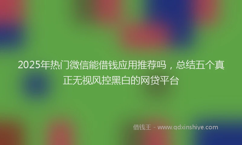2025年热门微信能借钱应用推荐吗，总结五个真正无视风控黑白的网贷平台