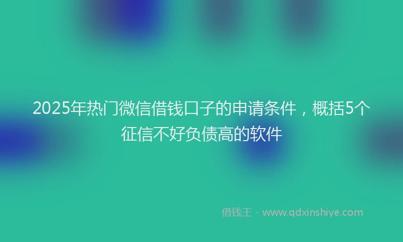 2025年热门微信借钱口子的申请条件，概括5个征信不好负债高的软件