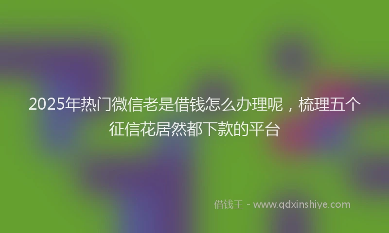 2025年热门微信老是借钱怎么办理呢，梳理五个征信花居然都下款的平台