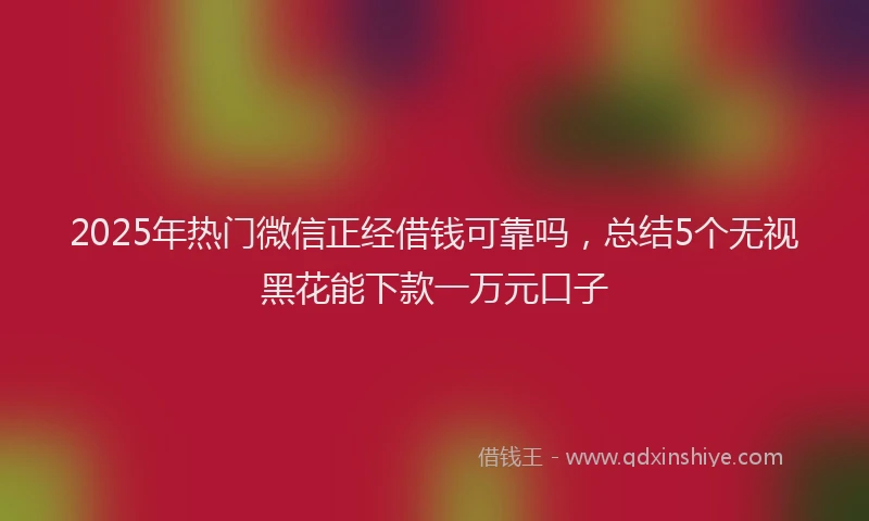 2025年热门微信正经借钱可靠吗，总结5个无视黑花能下款一万元口子