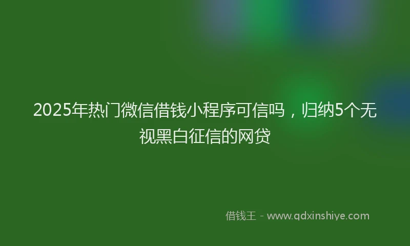 2025年热门微信借钱小程序可信吗，归纳5个无视黑白征信的网贷