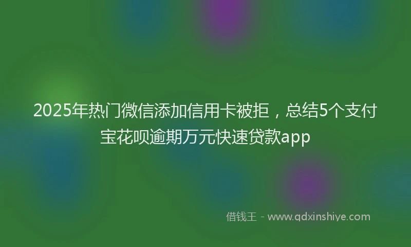 2025年热门微信添加信用卡被拒，总结5个支付宝花呗逾期万元快速贷款app