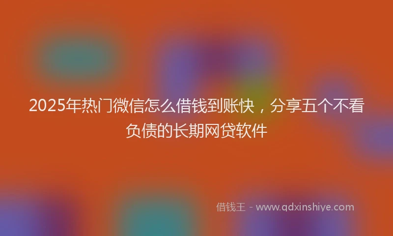 2025年热门微信怎么借钱到账快，分享五个不看负债的长期网贷软件